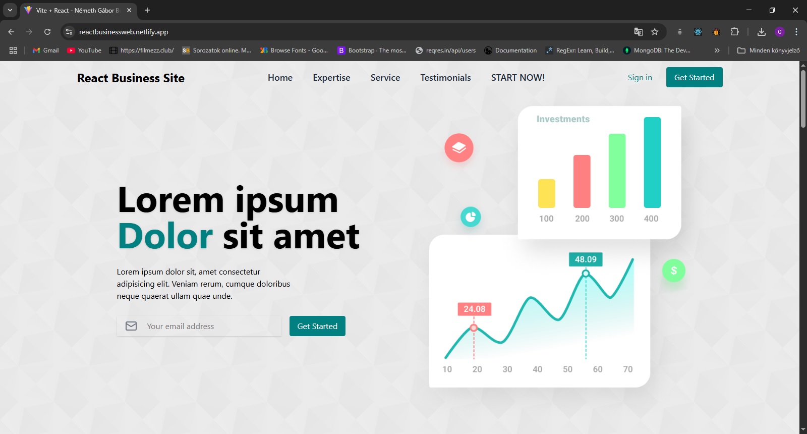 React Business Website